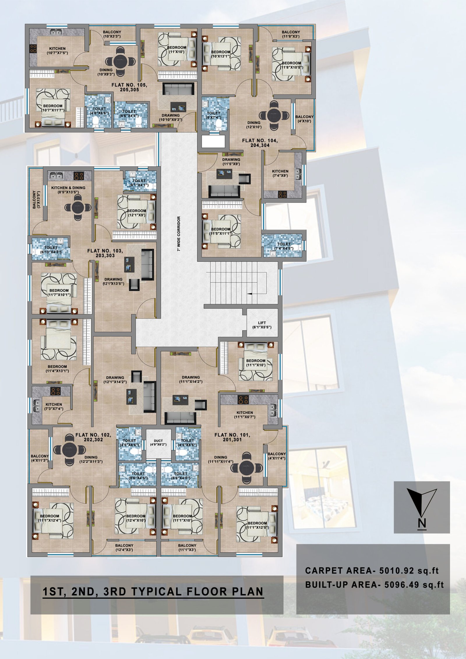 1st, 2nd, 3rd Typical Floor Plan